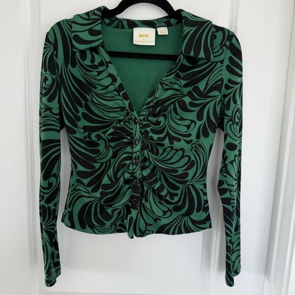 ANTHROPOLOGIE | button front printed longsleeve - Picture 1 of 10